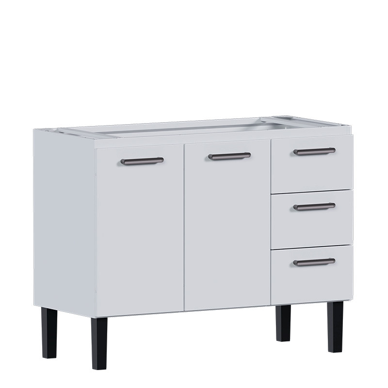 Gabinete de Aço Para Pia de 120cm 3 Gavetas 117x92x52cm Novo Vênus Cozimax Branco