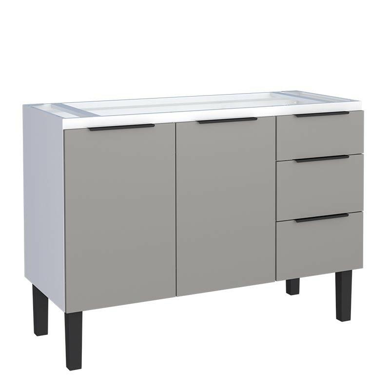 Gabinete de Aço Para Pia 120cm 2 Portas 3 Gavetas Júpiter Cozimax Cinza Argila