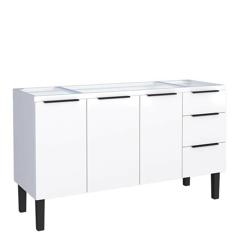 Gabinete de Aço Para Pia 150cm 3 Portas 3 Gavetas Júpiter Cozimax Branco
