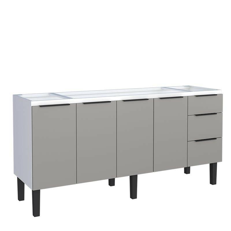 Gabinete de Aço Para Pia 180cm 4 Portas 3 Gavetas Júpiter Cozimax Cinza Argila