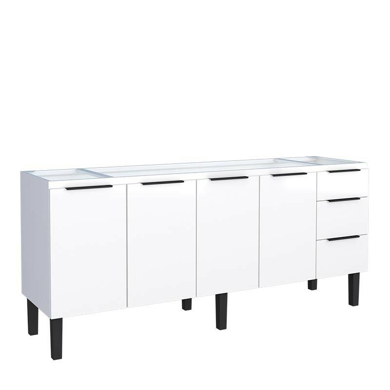 Gabinete de Aço Para Pia 200cm 4 Portas 3 Gavetas Júpiter Cozimax Branco