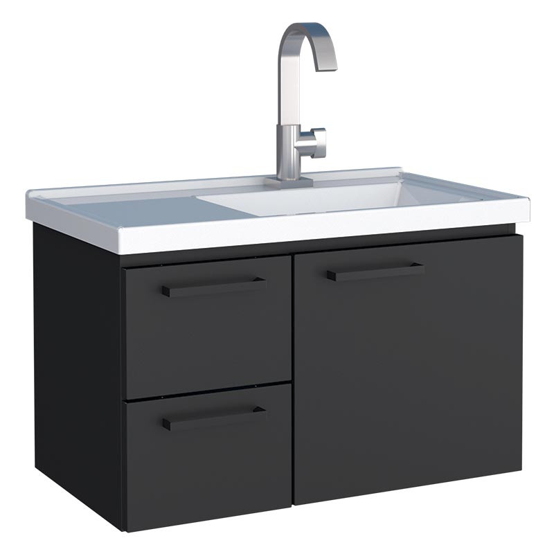 Gabinete Para Banheiro Aço 60x38x33cm com Lavatório Romã 60 Cozimax Preto