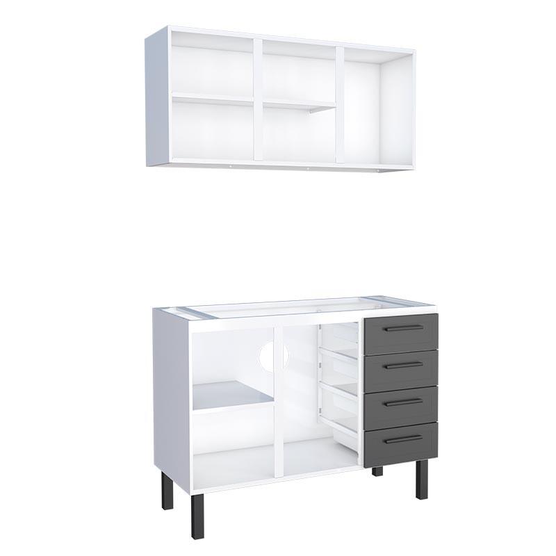Cozinha Completa Gabinete Para Pia 120 e Armário Aéreo Juno/Apolo 4 Gavetas Cozimax Preto