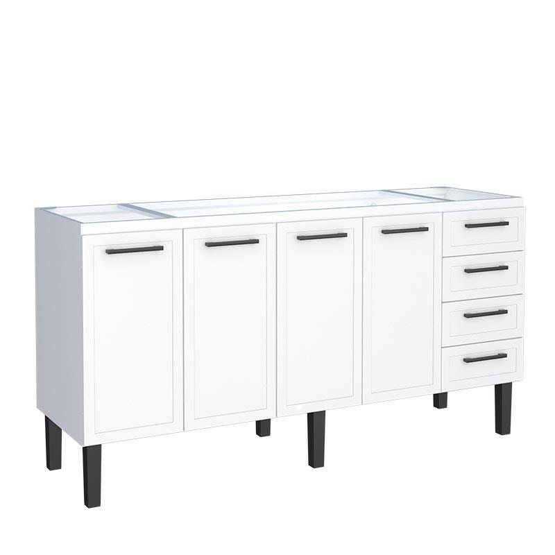 Gabinete de Aço Para Pia 180cm 4 Portas Juno/Apolo 4 Gavetas Cozimax Branco