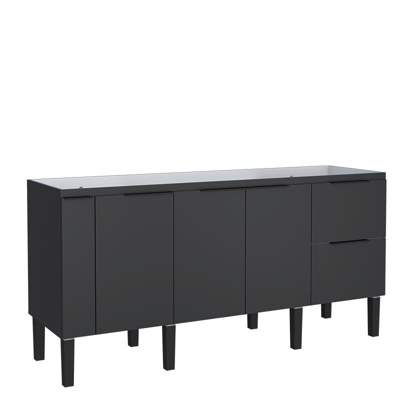 Gabinete Madeira Para Pia De 200cm 194x85x51cm Porta Tempero Cisne Cozimax Preto