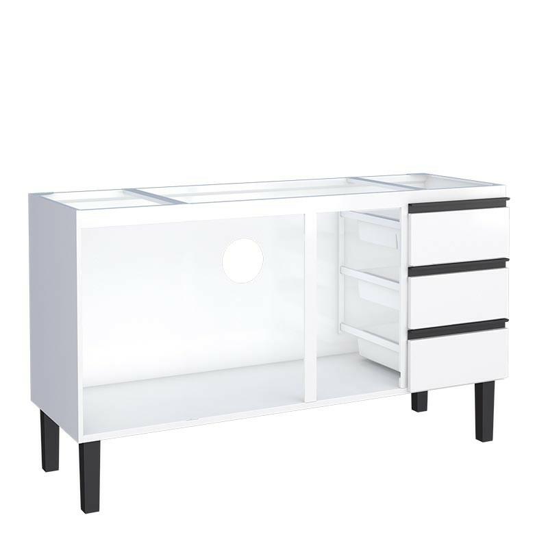 Gabinete de Aço Para Pia 150cm 3 Portas 3 Gavetas Netuno Cozimax Branco