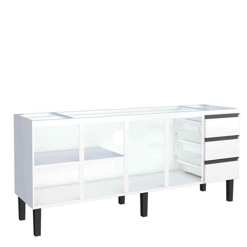 Gabinete de Aço Para Pia 200cm 4 Portas 3 Gavetas Netuno Cozimax Branco