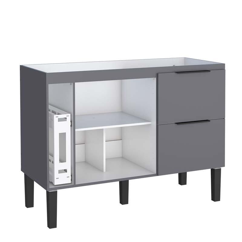 Gabinete De Madeira Para Pia De Cozinha 120cm Cisne Cozimax Cinza