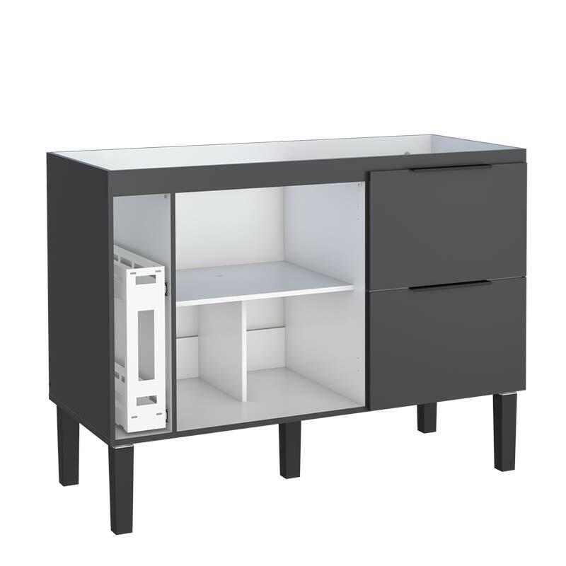 Gabinete De Madeira Para Pia De Cozinha 120cm Cisne Cozimax Preto