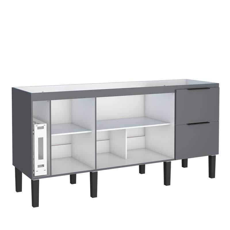 Gabinete De Madeira Para Pia De Cozinha 180cm Cisne Cozimax Cinza