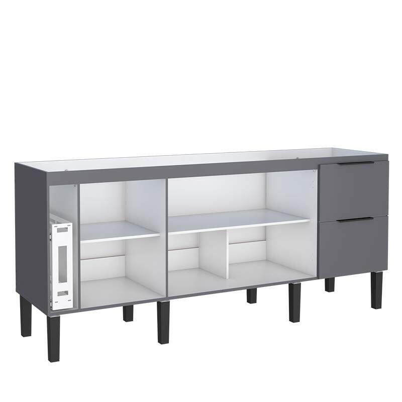 Gabinete De Madeira Para Pia De Cozinha 200cm Cisne Cozimax Cinza