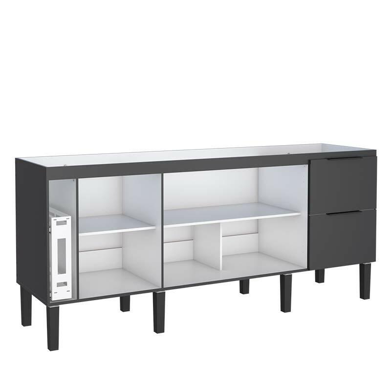 Gabinete De Madeira Para Pia De Cozinha 200cm Cisne Cozimax Preto