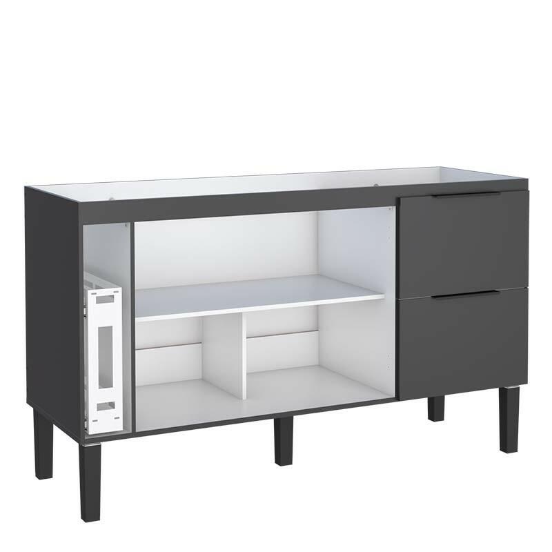 Gabinete De Madeira Para Pia De Cozinha 150cm Cisne Cozimax Preto