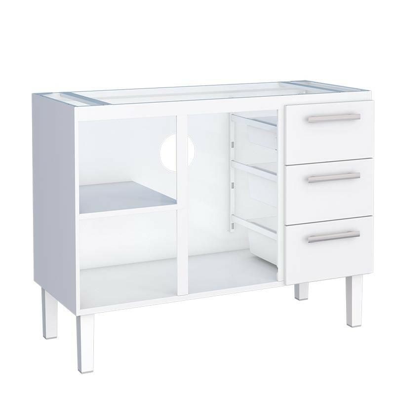 Gabinete de Aço Para Pia de 120cm Vênus 3 Gavetas Cozimax Branco
