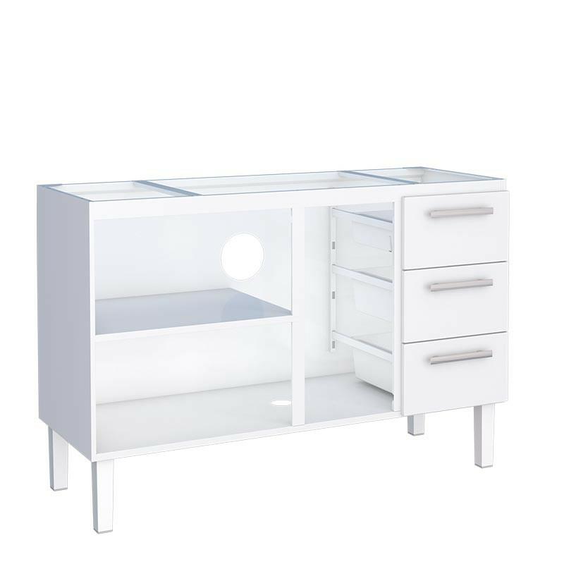 Gabinete de Aço Para Pia de 140cm Vênus 3 Gavetas Cozimax Branco