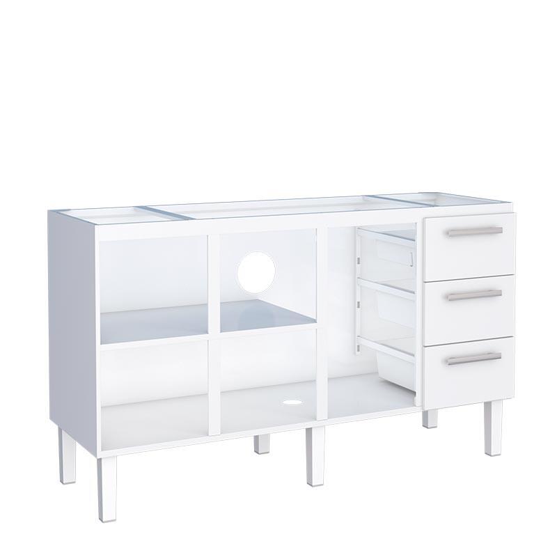 Gabinete de Aço Para Pia de 160cm Vênus 3 Gavetas Cozimax Branco