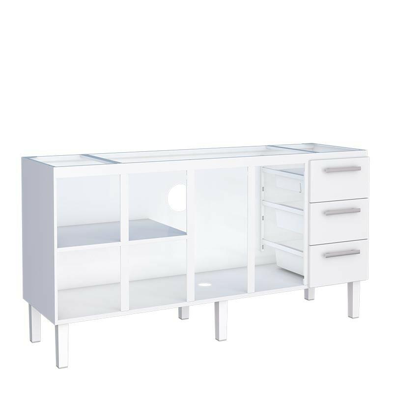Gabinete de Aço Para Pia de 180cm Vênus 3 Gavetas Cozimax Branco