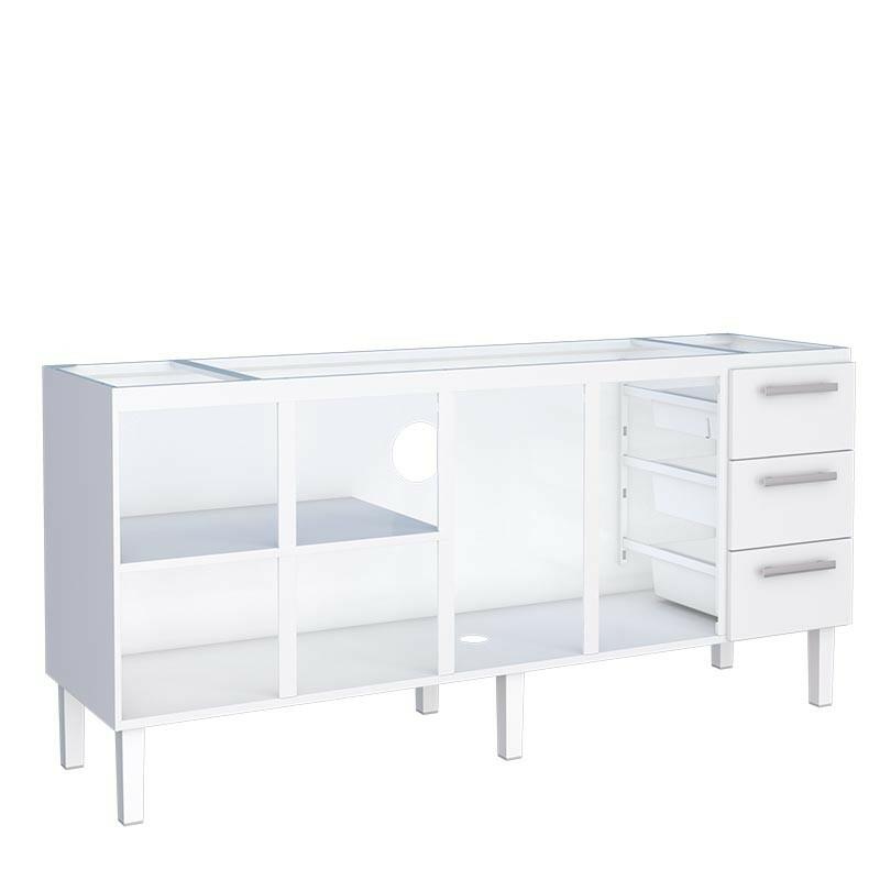 Gabinete de Aço Para Pia de 200cm Vênus 3 Gavetas Cozimax Branco