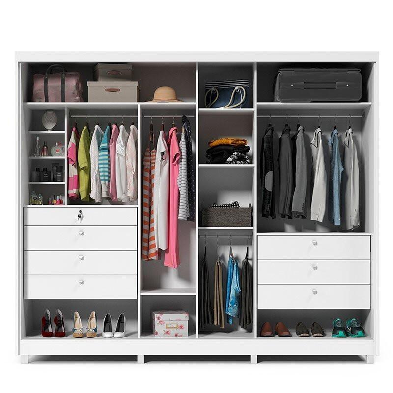 Guarda Roupa Grande 2 Portas com Espelho 100% MDF 278x239x63 Apolo Gelius Branco