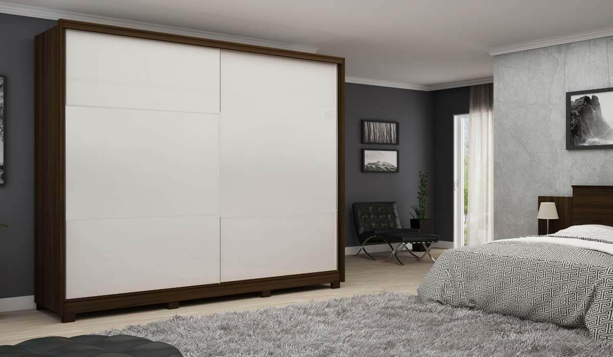 Guarda Roupa 2 Portas 100% MDF Apolo Gelius Nogueira/Off White