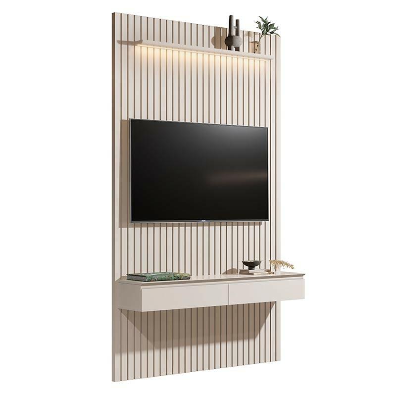 Home Suspenso Ripado Pequeno Com LED 139cm Para TV 42" Colorado EDN Off White