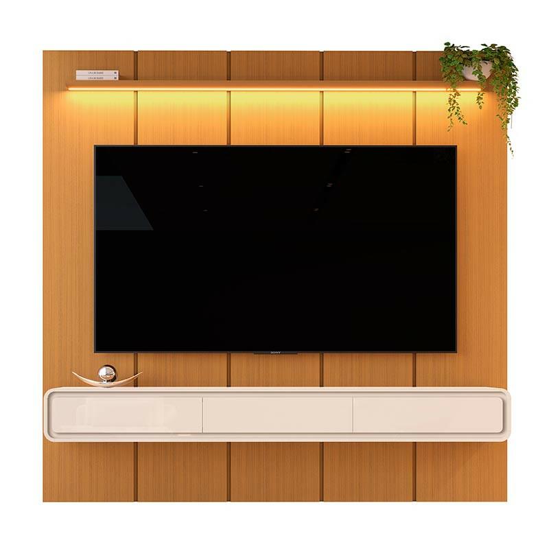 Home Suspenso 225x216cm 3 Gavetas Para TV 85¨ Milano 2.25 EDN Cedro/Off White