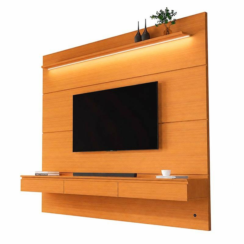 Home Painel Para TV 75¨ Com LED 180cm 3 Gavetas Norton 1.8 EDN Cedro