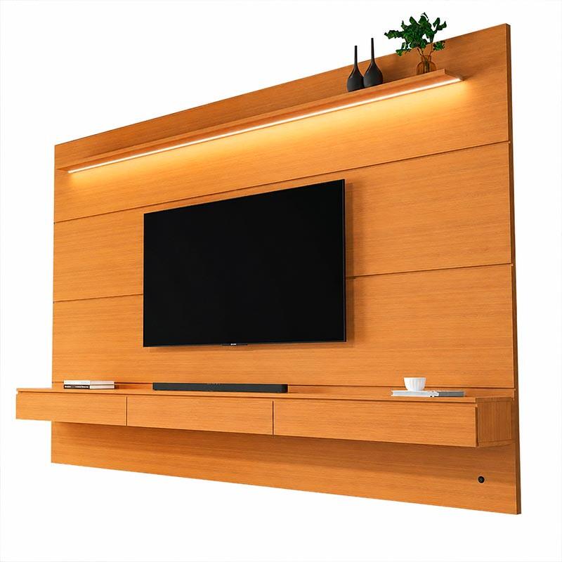 Home Painel Para TV 85¨ Com LED 218cm 3 Gavetas Norton 2.2 EDN Cedro