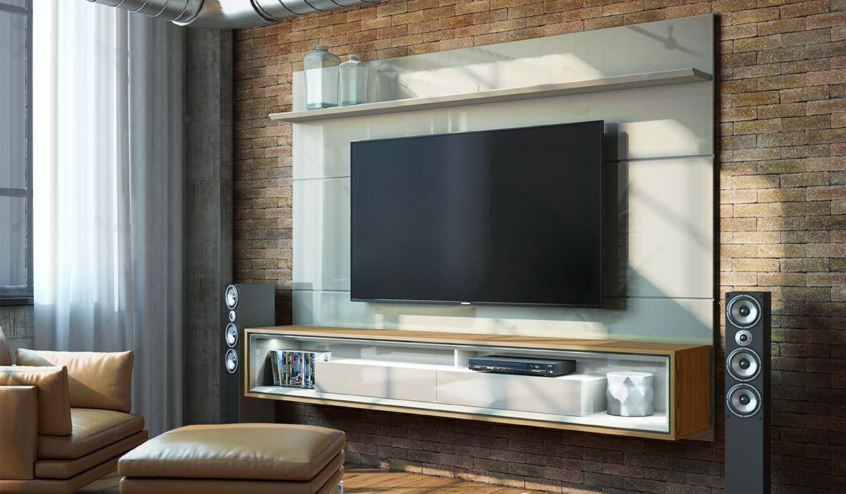 Home Suspenso Para TV 65 Polegadas Ópera 2.2 Imcal Off White/Freijó