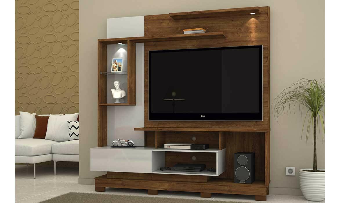 Estante Home Para TV 60 Oregon 1.8 Mirarack Canela/Off White