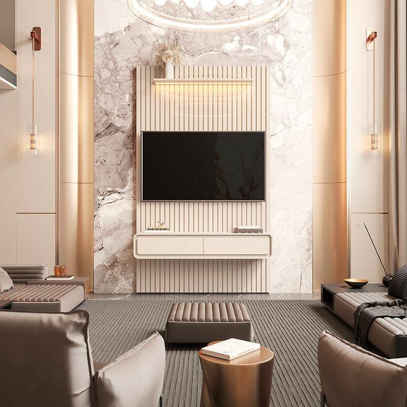Home Painel Ripado TV 55 Com LED Sala 140cm Trevi 1.4 EDN Off White