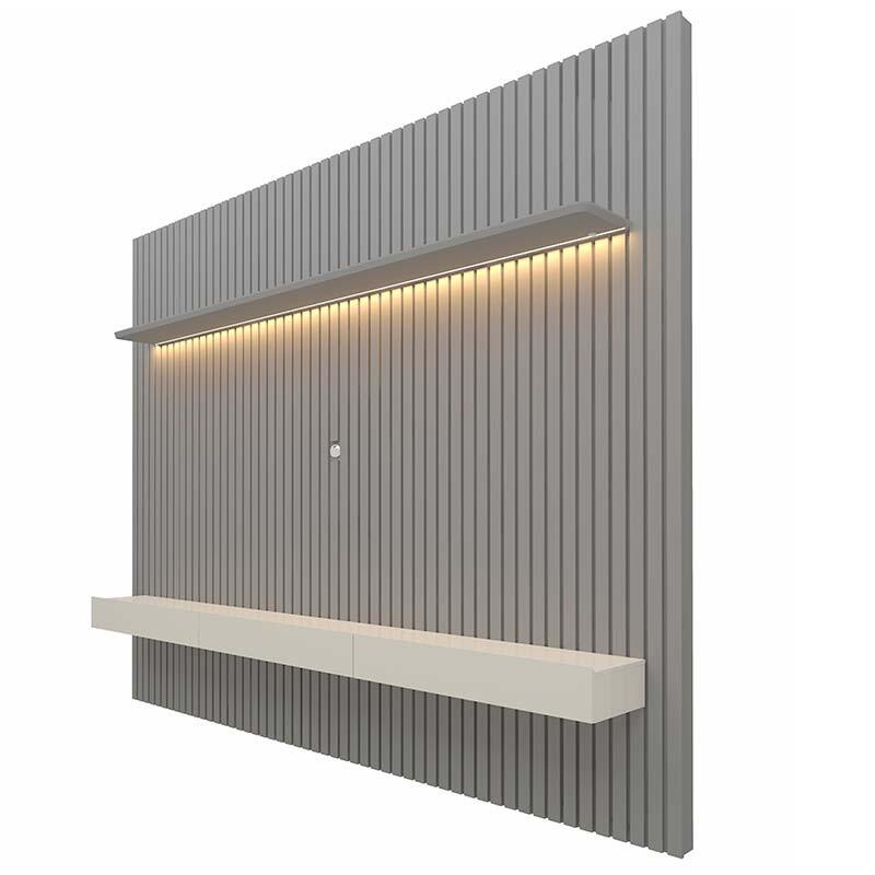 Home Ripado Para TV 85 Polegadas Com LED 230x250 Nobre Gelius Cinza/Off White