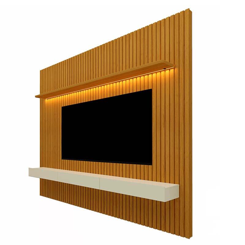 Home Ripado Para TV 85 Polegadas Com LED 230x250 Nobre Gelius Naturale/Off White