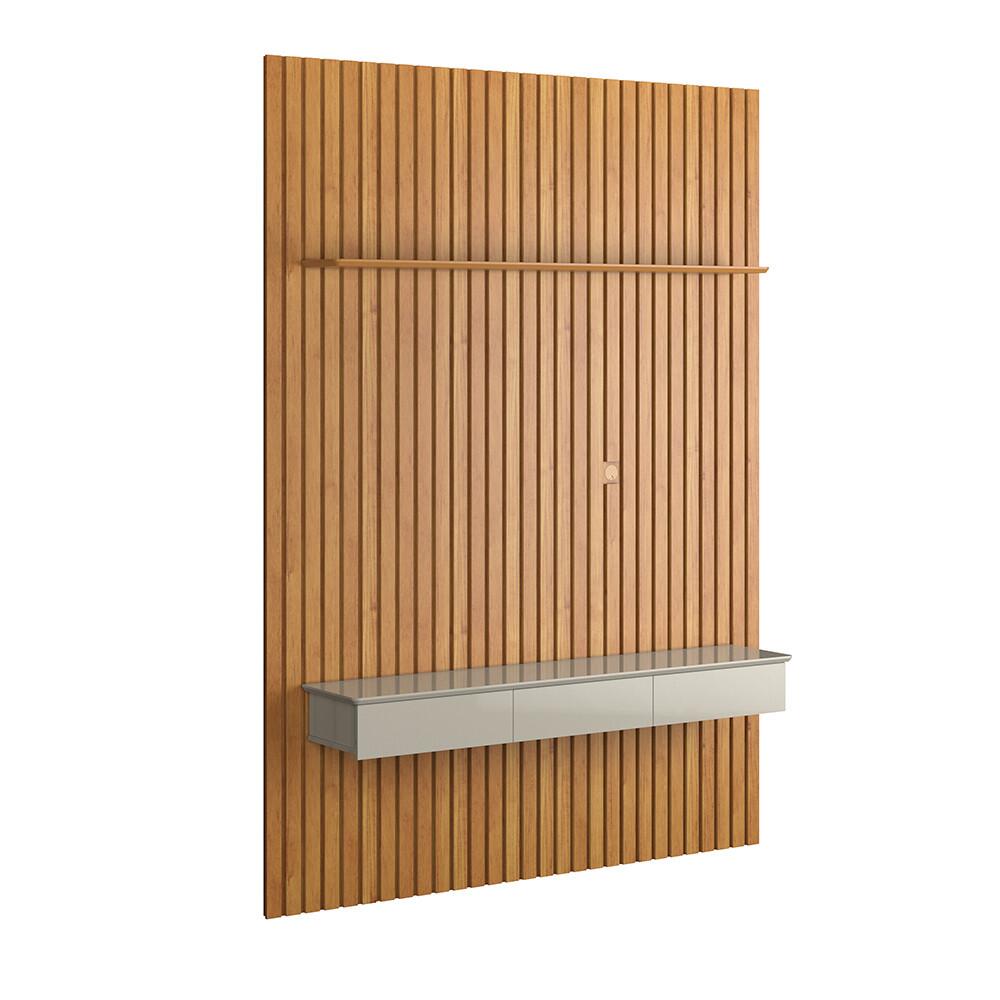 Home Painel Ripado 250x184cm Para TV 75 Supremo 1.8 Patrimar Cinamomo/Off White