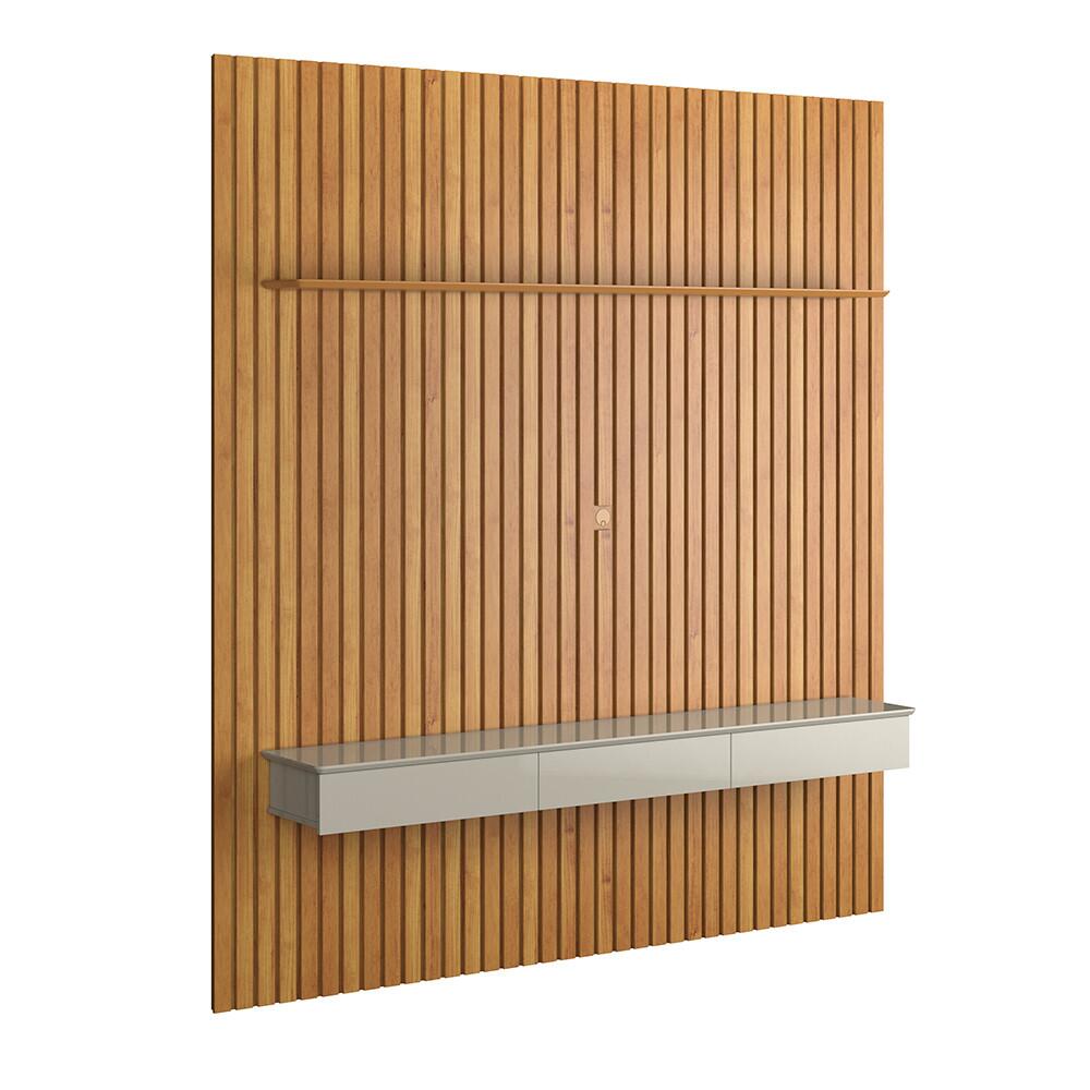 Home Painel Ripado 250x230cm Para TV 85 Supremo 2.3 Patrimar Cinamomo/Off White