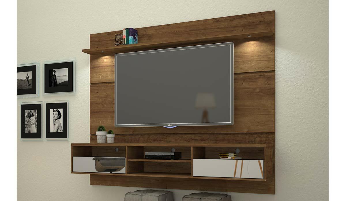 Home Suspenso Para TV 60 Angra Com Espelho Mirarack Canela