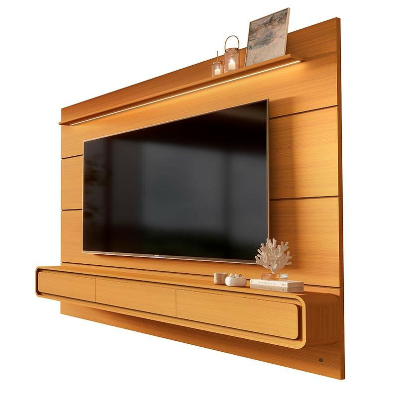 Home Painel Suspenso 218cm Para TV 85¨ Gavetas LED Boaz 2.2 EDN Cedro
