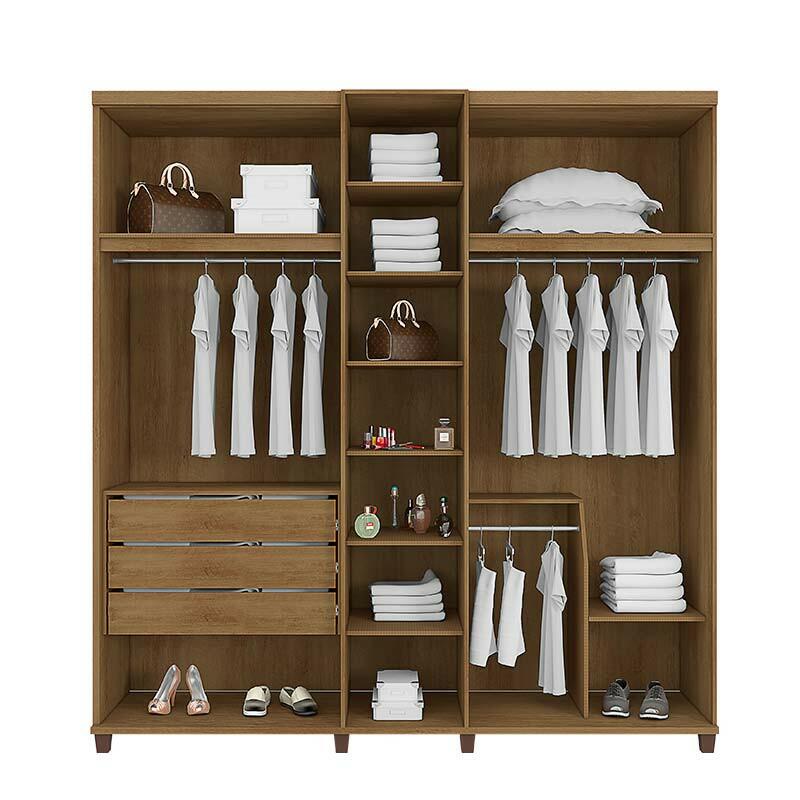 Guarda Roupa Com Espelho 5 Portas 228cm Munique RV Móveis Cinamomo/Off White