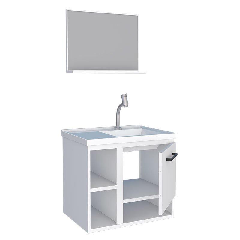 Conjunto Para Banheiro Aço Gabinete e Espelho Lichia 60 Cozimax Branco