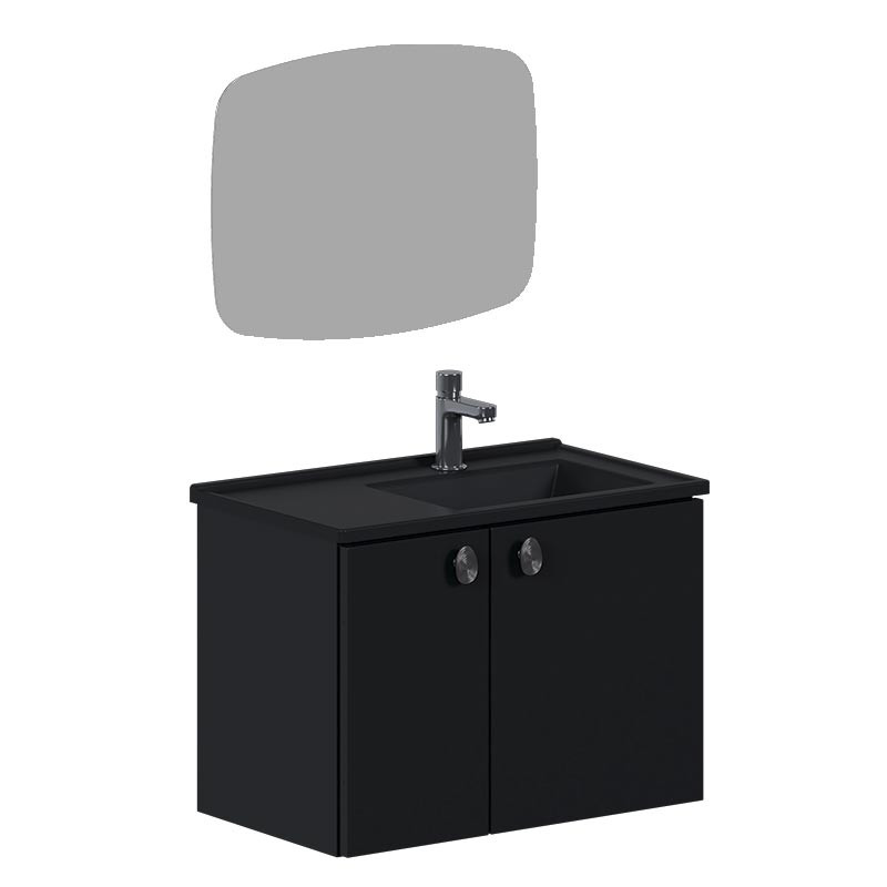 Conjunto para Banheiro em Aço 60x44x36cm Tarumã 60 com Espelho Cozimax Preto