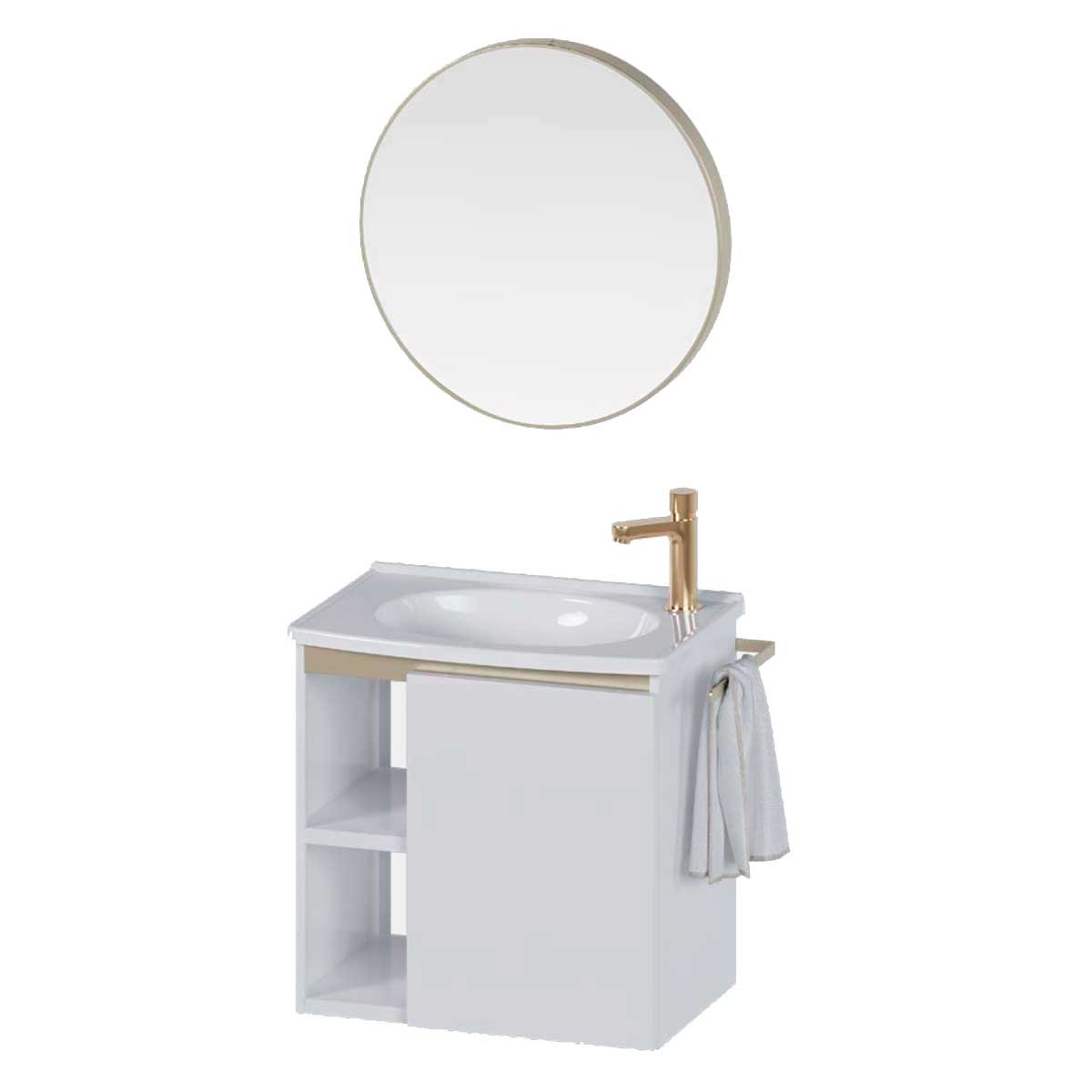 Conjunto para Banheiro Aço 51x51x33cm Jatobá 50 com Espelho Cozimax Branco