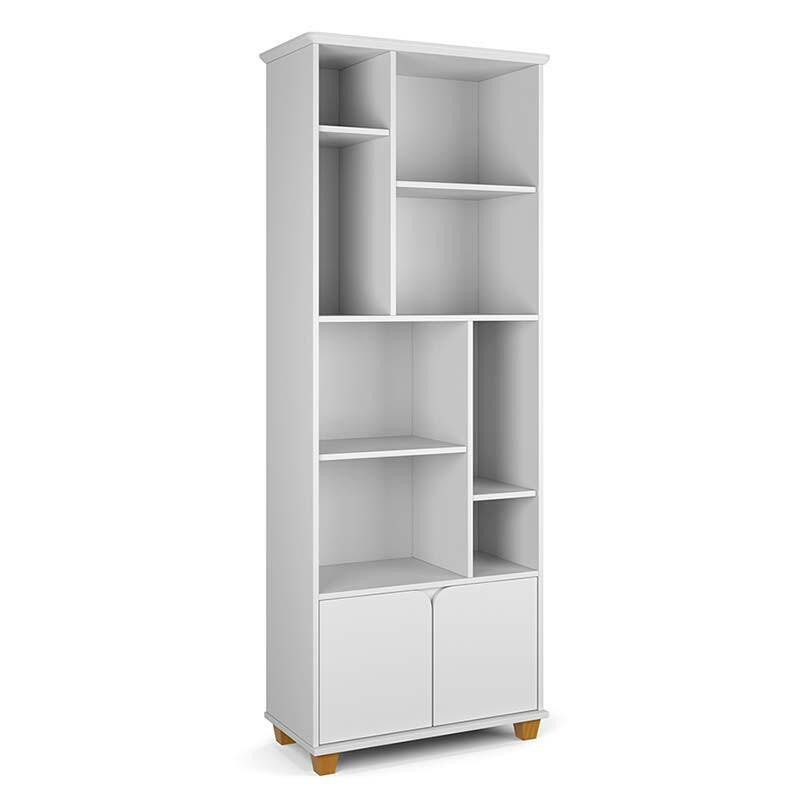 Livreiro Estante Multiuso 2 Portas 8 Nichos 71x185x35 Taurus Patrimar Branco