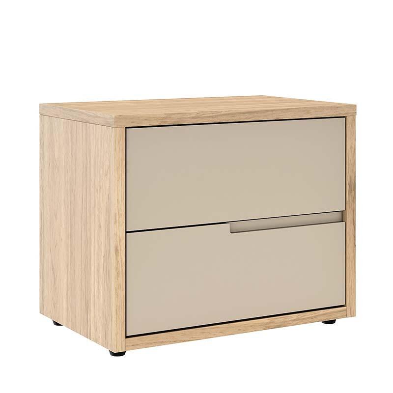 Mesa de Cabeceira 2 Gavetas Cava 100% MDF Concept Robel Hanover/Fendi Liso