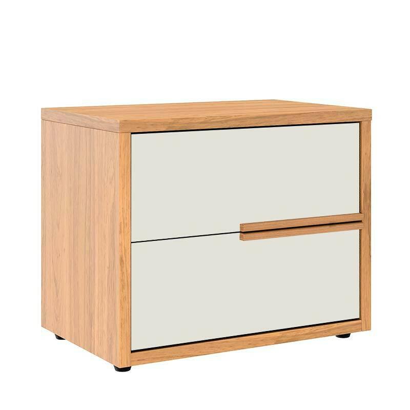 Mesa de Cabeceira 2 Gavetas Puxadores 100% MDF Concept Robel Freijo/Off White Liso