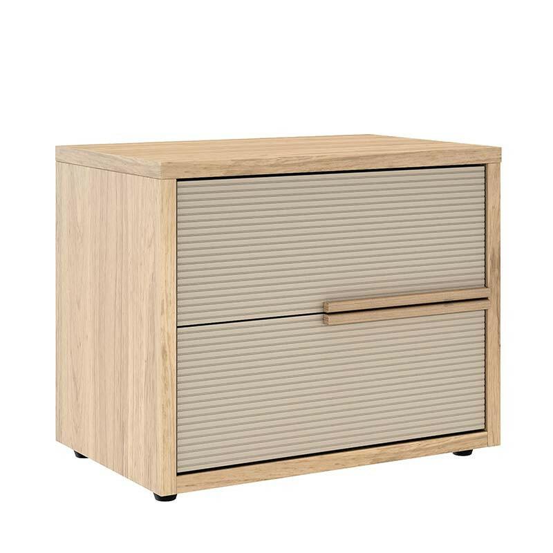 Mesa de Cabeceira 2 Gavetas Puxadores 100% MDF Concept Robel Hanover/Fendi Frisado