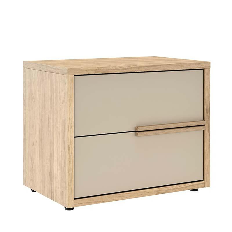 Mesa de Cabeceira 2 Gavetas Puxadores 100% MDF Concept Robel Hanover/Fendi Liso