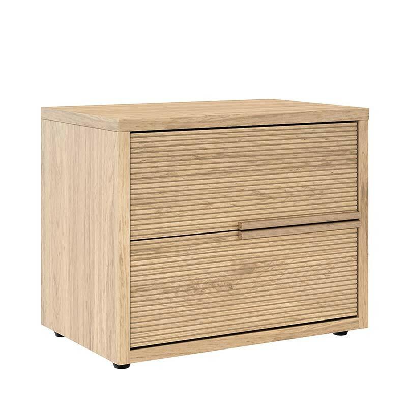 Mesa de Cabeceira 2 Gavetas Puxadores 100% MDF Concept Robel Hanover Frisado