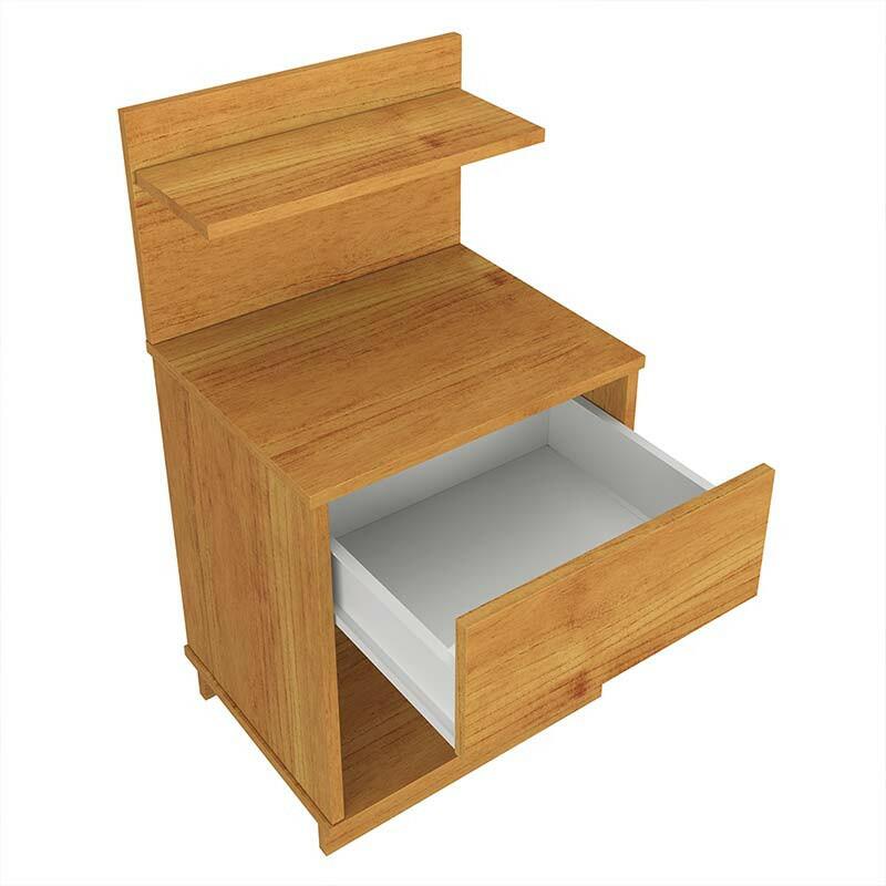 Mesa de Cabeceira 40x74cm com 1 Gaveta e Prateleira Mavie Patrimar Cinamomo