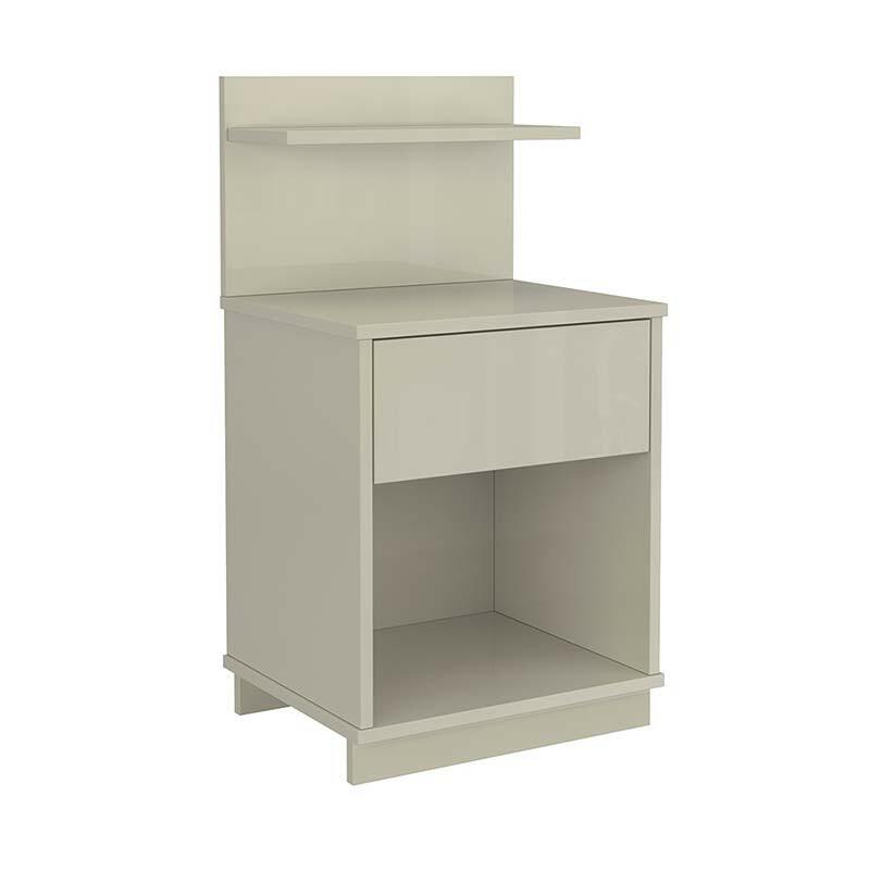 Mesa de Cabeceira 40x74cm com 1 Gaveta e Prateleira Mavie Patrimar Off White