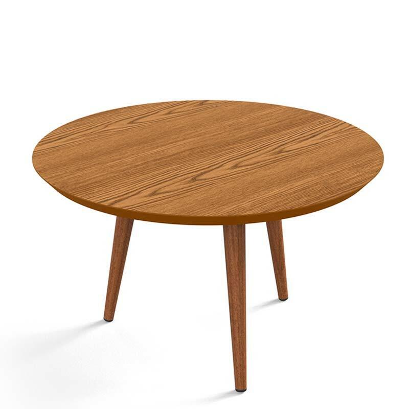 Mesa de Centro Redonda Retrô Pés Palito Luna 67 x 67 x 35 Patrimar Cumaru